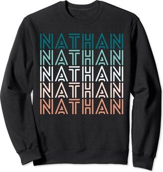 Personalized Birthday Gifts for Men Nathan Name Retro Color Sweatshirt