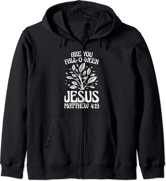 Halloween Jesus Gifts for Fall Lovers Are You Fall-O-Ween Jesus Zip Hoodie