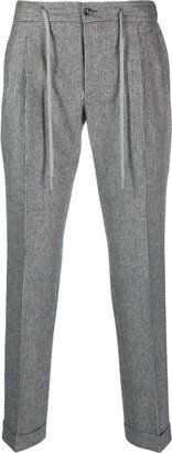 Houndstooth-Pattern Tapered-Leg Trousers