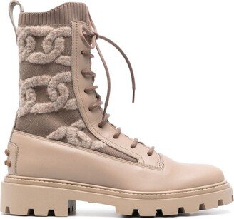 Kate 40mm chain-link jacquard combat boots-AA