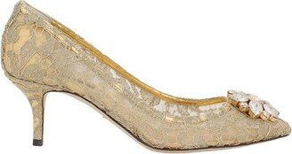 Lurex lace rainbow pumps with brooch detailing