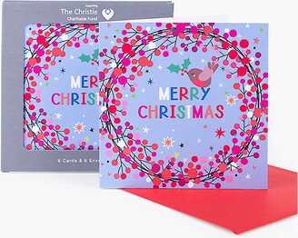 Selfridges Edit Electric Dreams Wreath-print Paper Christmas Cards Pack of six 13cm x 13cm