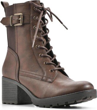 Bradley Womens Faux Leather Ankle Combat & Lace-up Boots