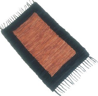 Leather Hearth Rug For Fireplace Fireproof Mat Brown-Orange Rectangle