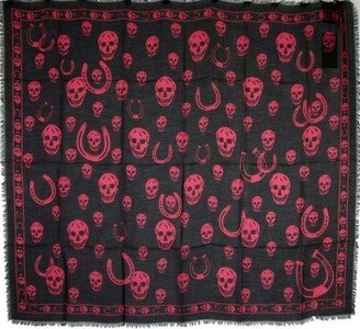 Women's Black / Pink Modal / Silk Multiskull Print Scarf 522828 1072