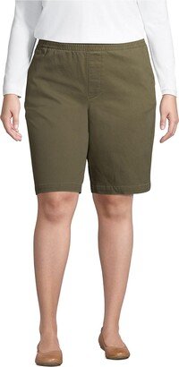 Plus Size Mid Rise Elastic Waist Pull On 10 Knockabout Chino Bermuda Shorts