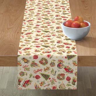 Table Runners: Retro Christmas Greetings Table Runner, 90X16, Multicolor