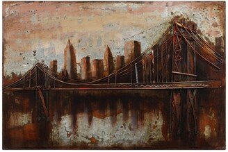 Bridgescape Mixed Media Iron Hand Painted Dimensional Wall Art, 32 x 48 x 1.6