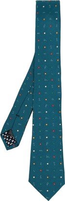 Embroidered-Design Silk Tie