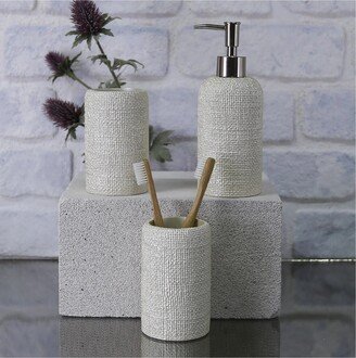 Natural 3 Pcs. Bathroom Set in Pearl Color/Soap Dish & Toothbrush Holders