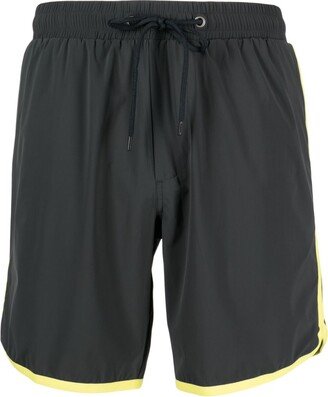 Contrasting-Trim Drawstring Swim Shorts