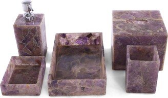 Natural Amethyst Stone Handmade 5-Piece Bathroom Accessory Set For Luxury Bathrooms