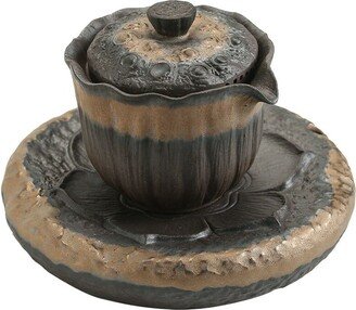 Oriarm Handmade Ceramic Teapot Set, Pottery Tea Pot With Tray
