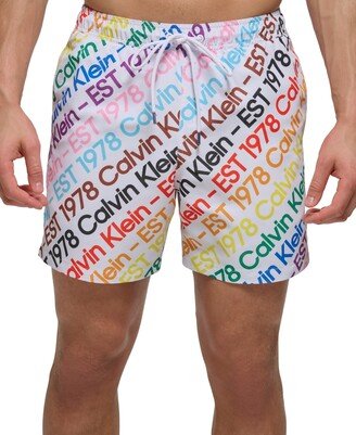 Men's 5 Rainbow Logo-Print Swim Shorts