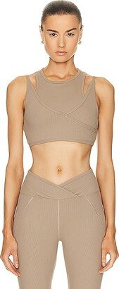 Ribbed Wrap Bra in Tan