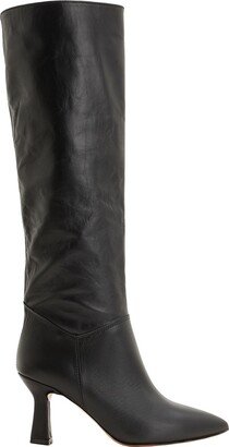 Glove Leather Heeled Tall Boots Knee Boots Black