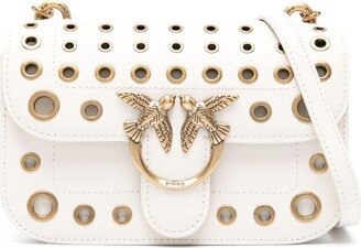 mini Love eyelet-embellished leather crossbody bag