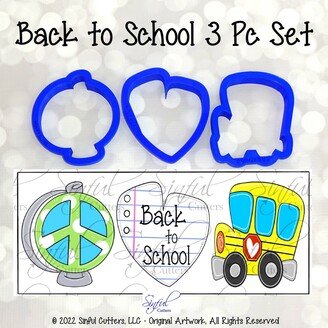 Back To School 3 Pc Set - Cookie/Fondant Clay Cutters