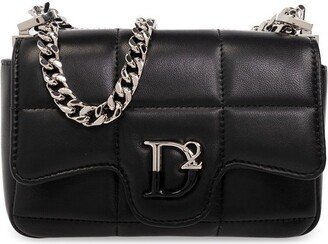 Logo-Plaque Quilted Chain-Linked Crossbody Bag