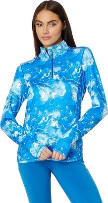 Hot Chillys Micro-Elite Chamois Printed Zip-T (Thriller Quartz) Women's Clothing