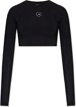 Crop Training Top With Logo - Black