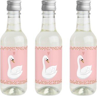 Big Dot Of Happiness Swan Soiree - Mini Wine Bottle Label Stickers White Swan Party Favor Gift 16 Ct