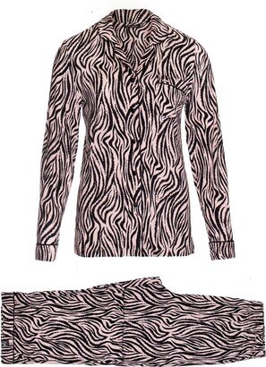 Pretty You Bamboo Long Sleeved Trouser Pyjama Set In Animal Print