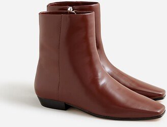 Square-toe ankle boots in spazzolato leather