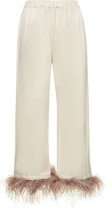 Party viscose pajama pants w/feathers-AA