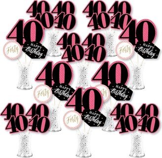 Big Dot Of Happiness Chic 40th Birthday Pink Black & Gold Centerpiece Showstopper Table Toppers 35 Pc