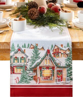 Storybook Christmas Village Holiday Table Runner, 70 x 13