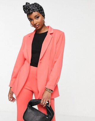 jersey pop sculpted suit blazer in coral