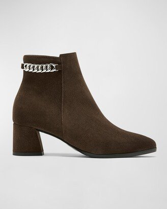 Andrea Suede Chain Ankle Booties