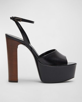 Jodie Leather Ankle-Strap Platform Sandals-AA