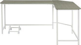 L-Shaped Computer Desk with a Holder, Gray & White