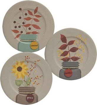 Fall Mason Jar Tag Plate 3 Asstd. - 8Dia