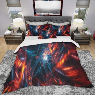Designart 'Red and Black Coming Apart' Modern & Contemporary Bedding Set - Duvet Cover & Shams