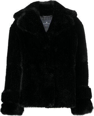 Notched-Lapels Faux-Fur Jacket-AA