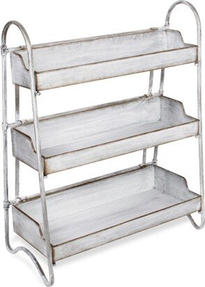 Contemporary Home Living 22.5 Gray 3-Tier Galvanized Rectangular Shelf Rack