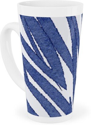 Mugs: Watercolor Fronds - Cobalt Tall Latte Mug, 17Oz, Blue