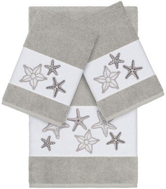 Lydia 3-Piece Embellished Towel - Light Grey