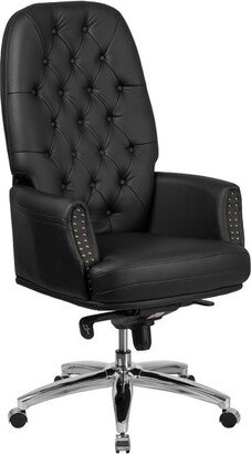 Merrick Lane Black Faux Leather Office Chair with Ergonomic Lumbar Support and Button Tufted High-Back Design