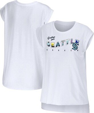 Women's Wear by Erin Andrews White Seattle Kraken Greetings From Muscle T-shirt