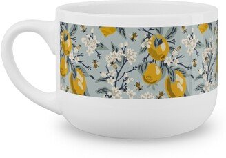 Mugs: Bees & Lemons - Blue Latte Mug, White, 25Oz, Blue