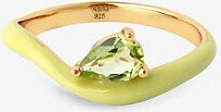 Womens Gold Wave Recycled 18ct Yellow Gold-plated Sterling-silver and Olivine Ring