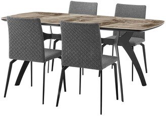 Andes & Lyon Fabric 5Pc Rectangular Dining Set