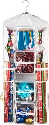 Wrapping Paper Storage Organizers- 2 Pack- Dual Sided Hanging Gift Wrap Station-Clear Compartments for 30