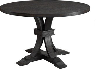 Siena Distressed Black Finish 5-Piece Dining set, Pedestal Round Table with 4 Chairs