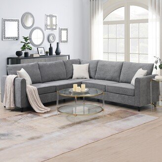 HOMEBAY 91*91 Modern Upholstered Living Room Sectional Sofa, L Shape Furniture Couch with 3 Pillows