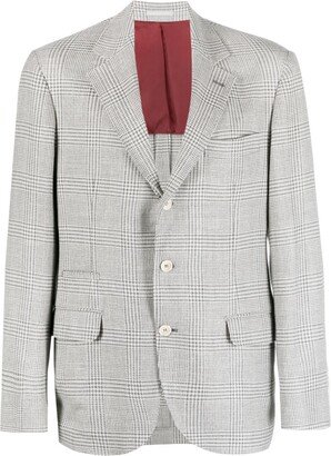 Checked Single-Breasted Blazer-AJ